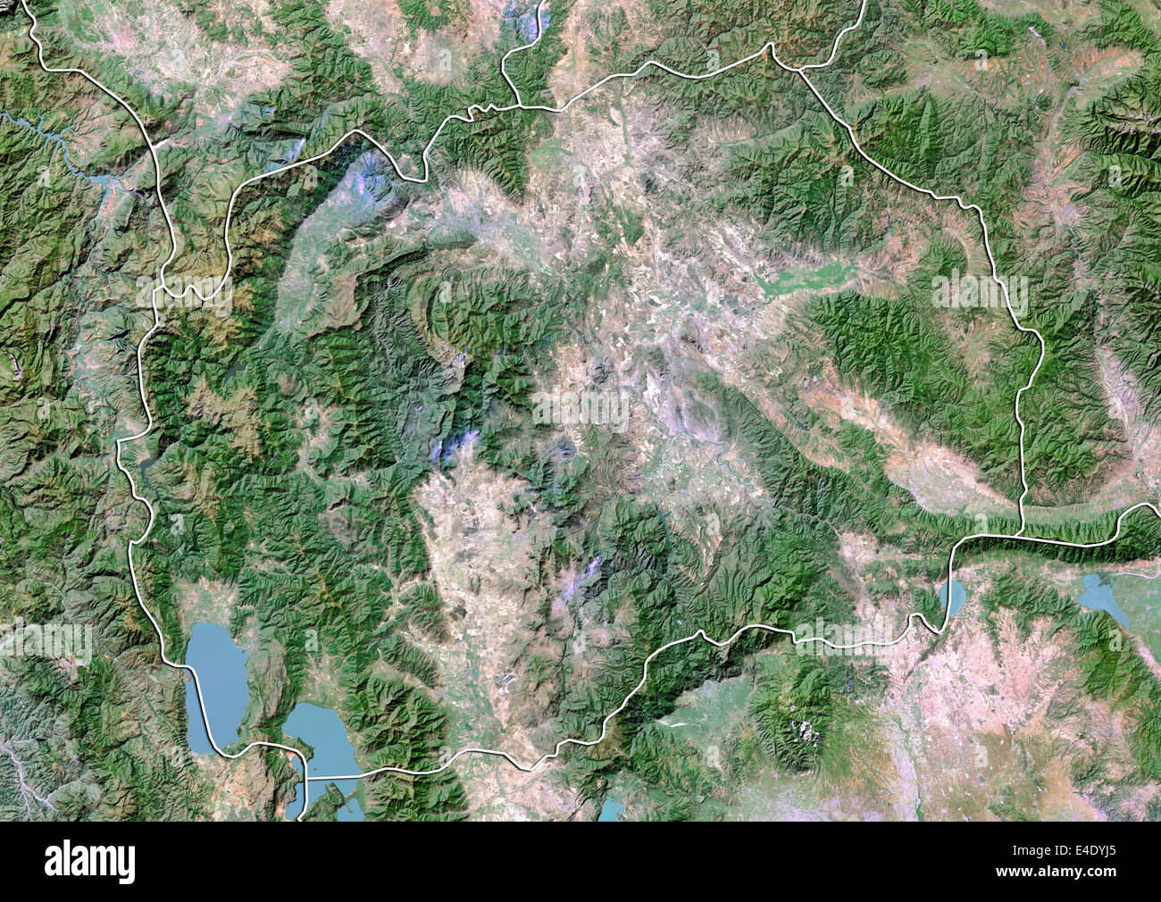 Macédoine, image satellite avec effet de choc, avec bordure Banque D'Images