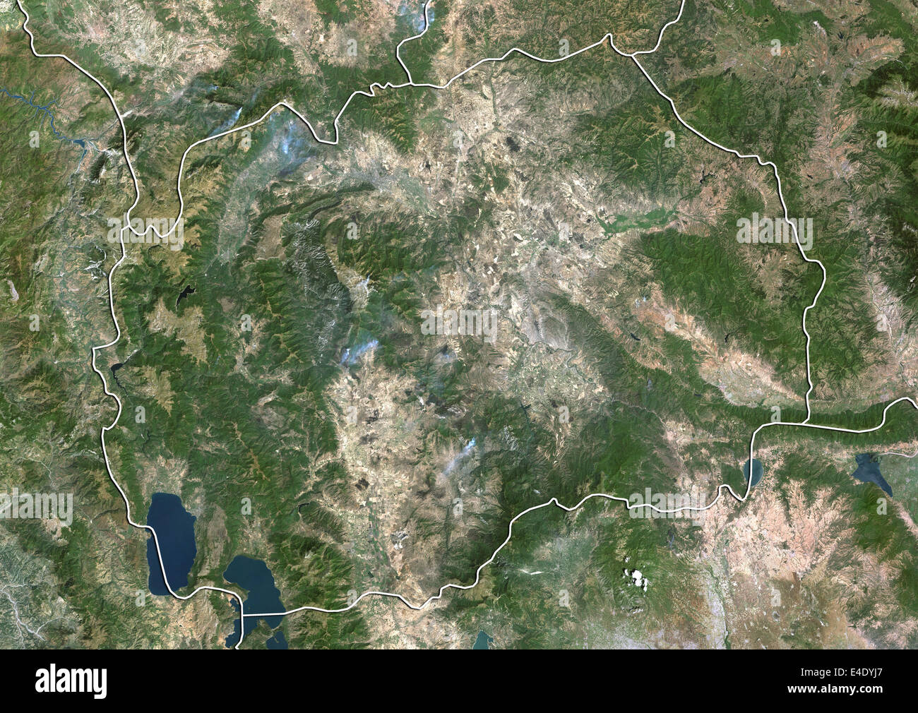 Macédoine, True Color Satellite Image avec bordure Banque D'Images