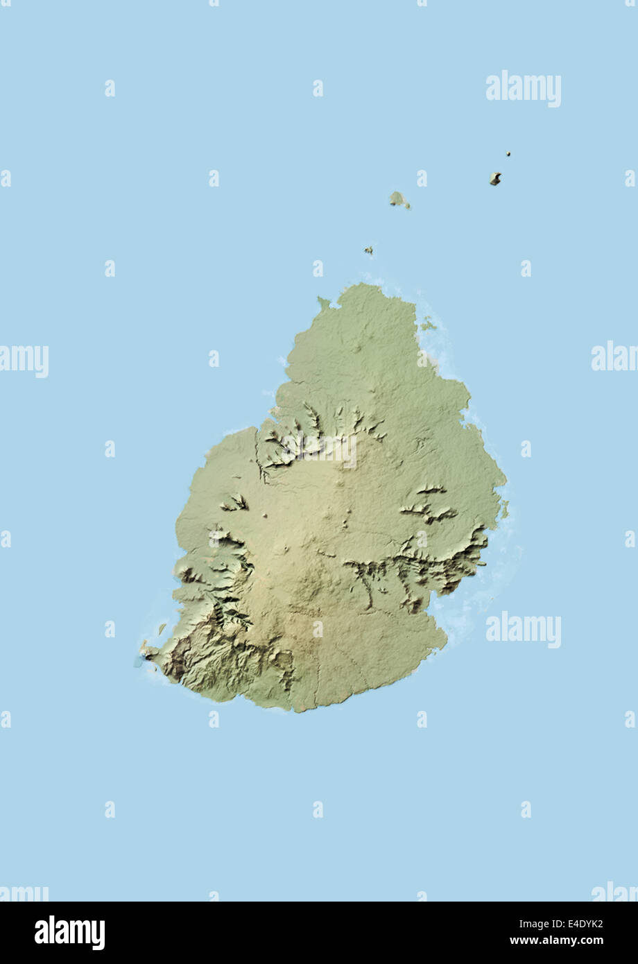 L'Ile Maurice, carte en relief Banque D'Images