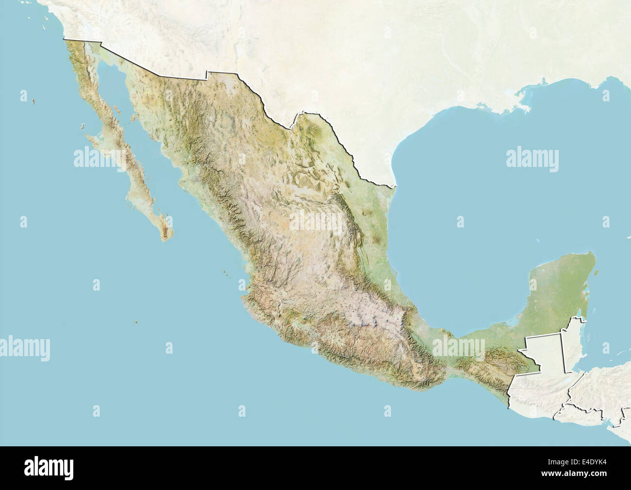Le Mexique, carte en relief avec bordure et masque Banque D'Images