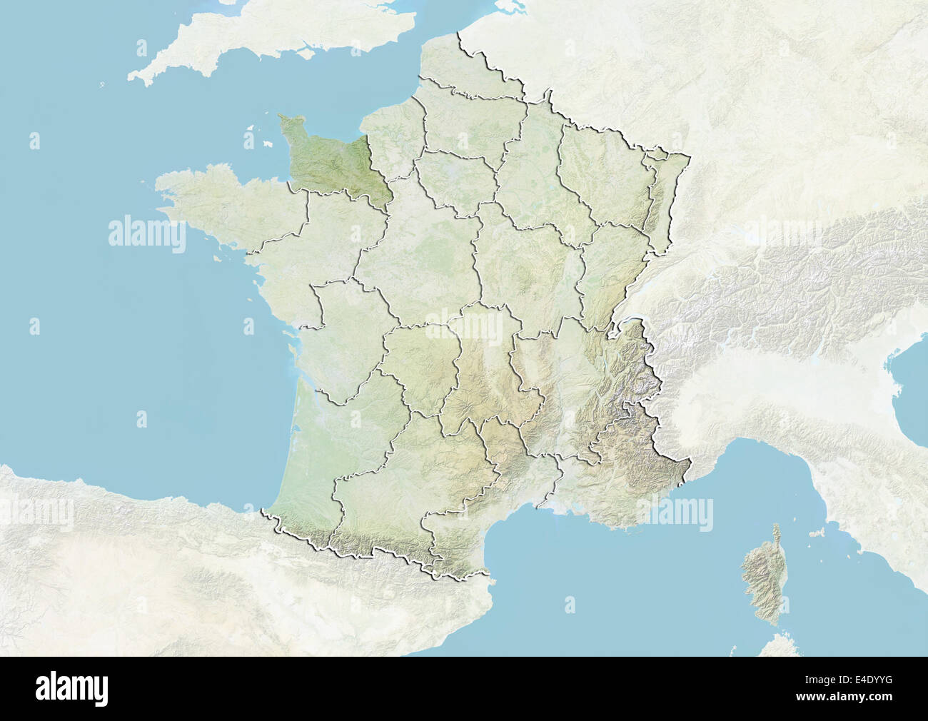 La France et la région de Basse-Normandie, carte en relief Banque D'Images