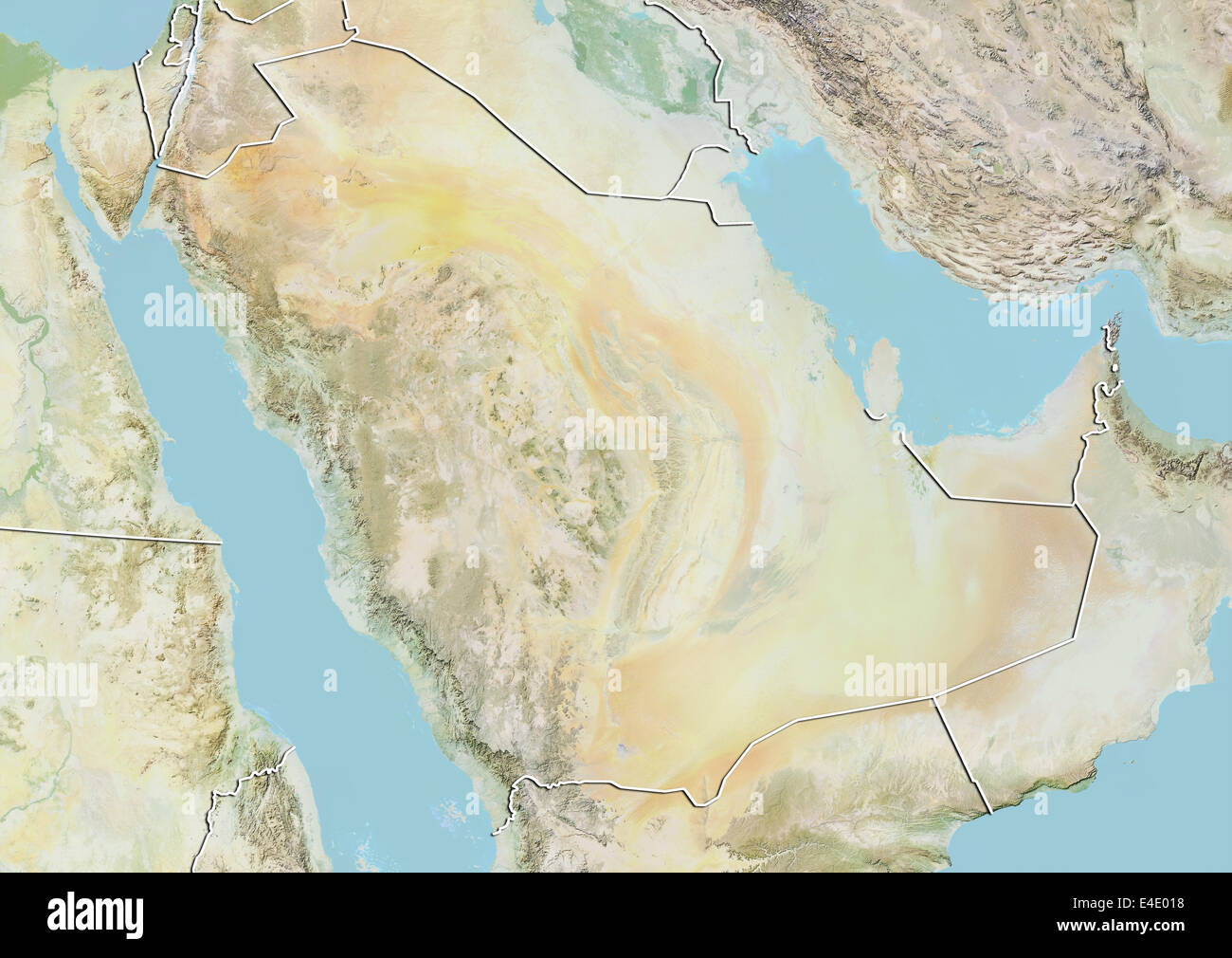 L'Arabie saoudite, carte en relief avec bordure Banque D'Images