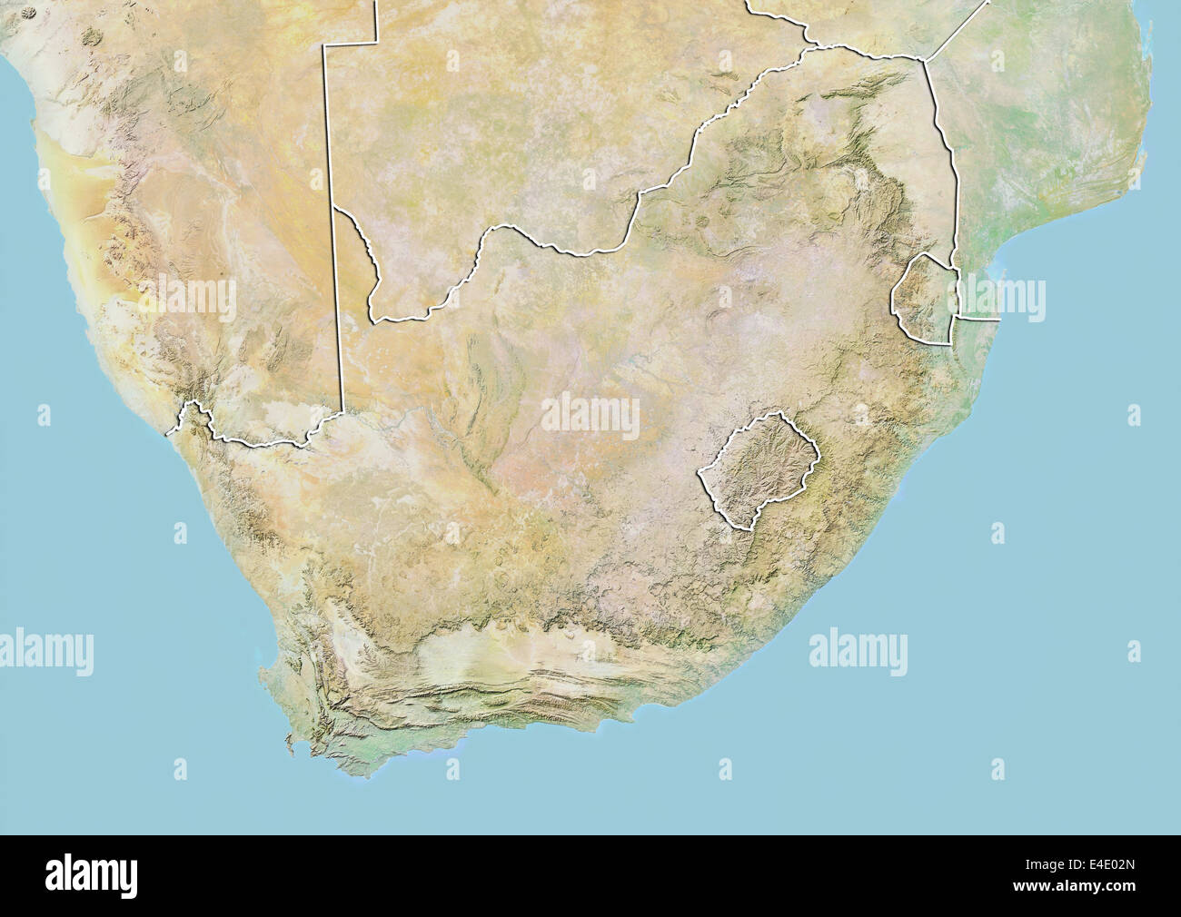L'Afrique du Sud, carte en relief avec bordure Banque D'Images