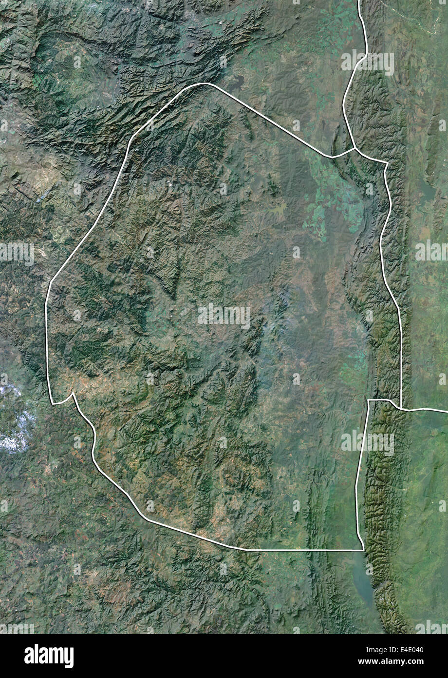 Le Swaziland, image satellite avec effet de choc, avec bordure Banque D'Images