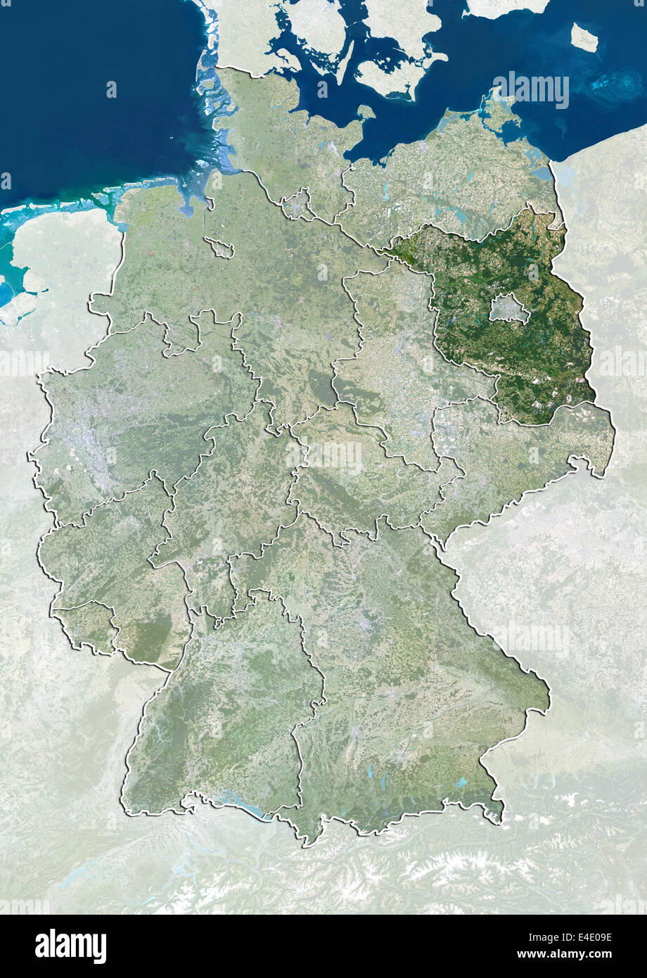 L'Allemagne et le Land de Brandebourg, True Color Image satellite Banque D'Images