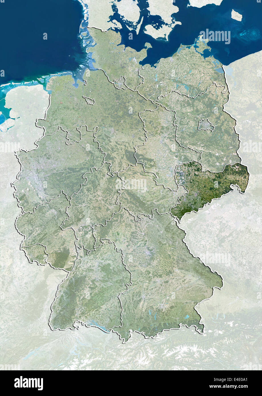 L'Allemagne et l'état de Saxe, True Color Image satellite Banque D'Images