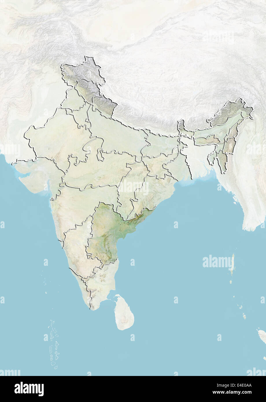 L'Inde et l'état de l'Andhra Pradesh, carte en relief Banque D'Images