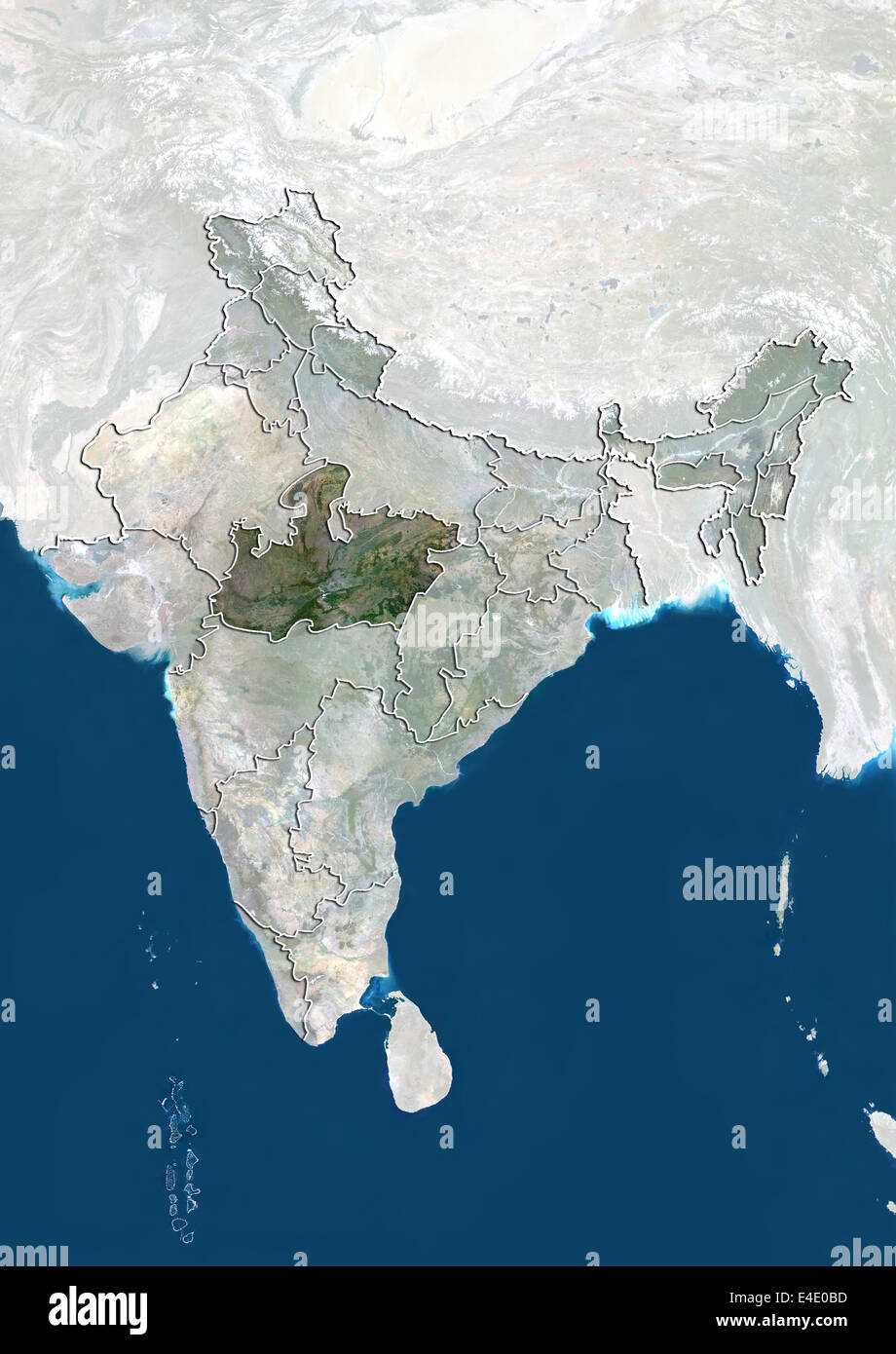L'Inde et l'État de Madhya Pradesh, True Color Image satellite Banque D'Images
