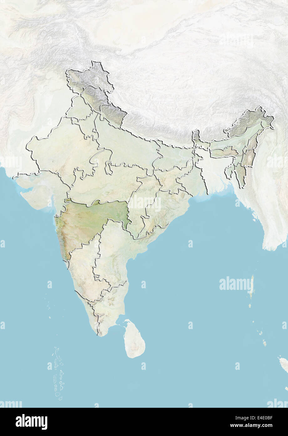 L'Inde et l'État de Maharashtra, carte en relief Banque D'Images