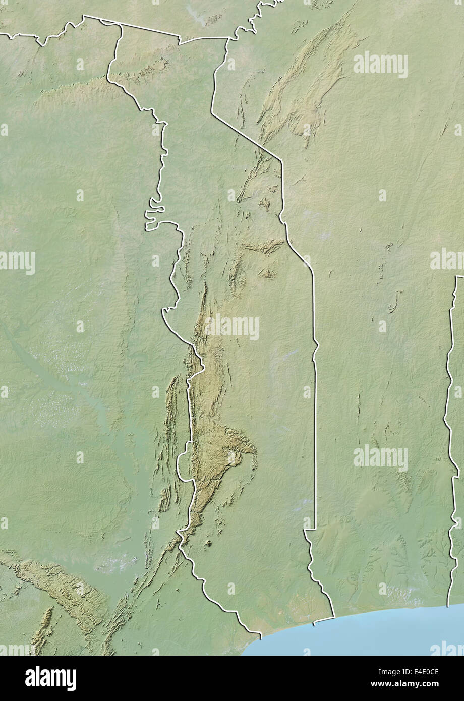 Le Togo, carte en relief avec bordure Banque D'Images