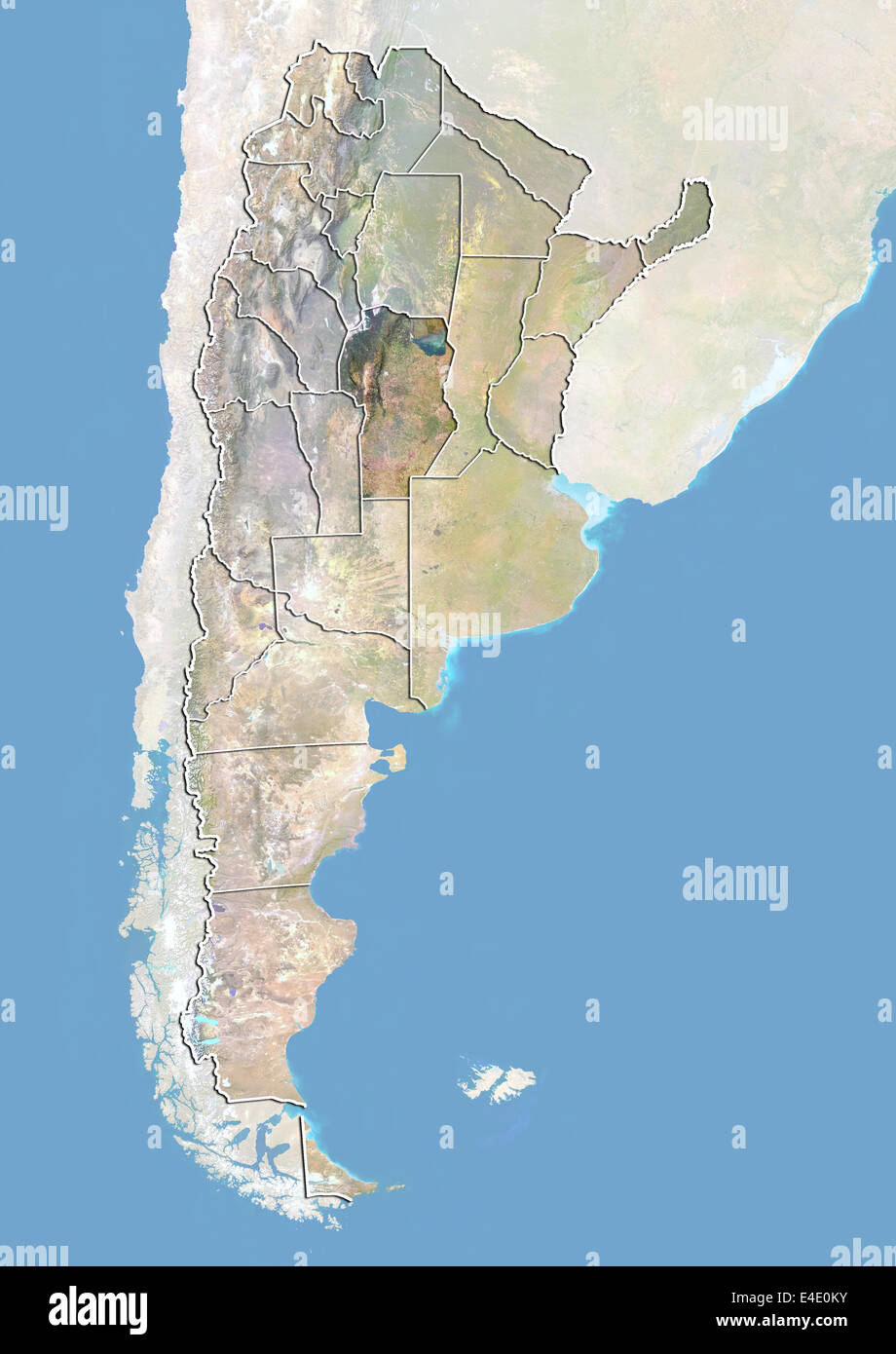 L'Argentine et de la Province de Cordoba, image satellite avec effet de choc Banque D'Images