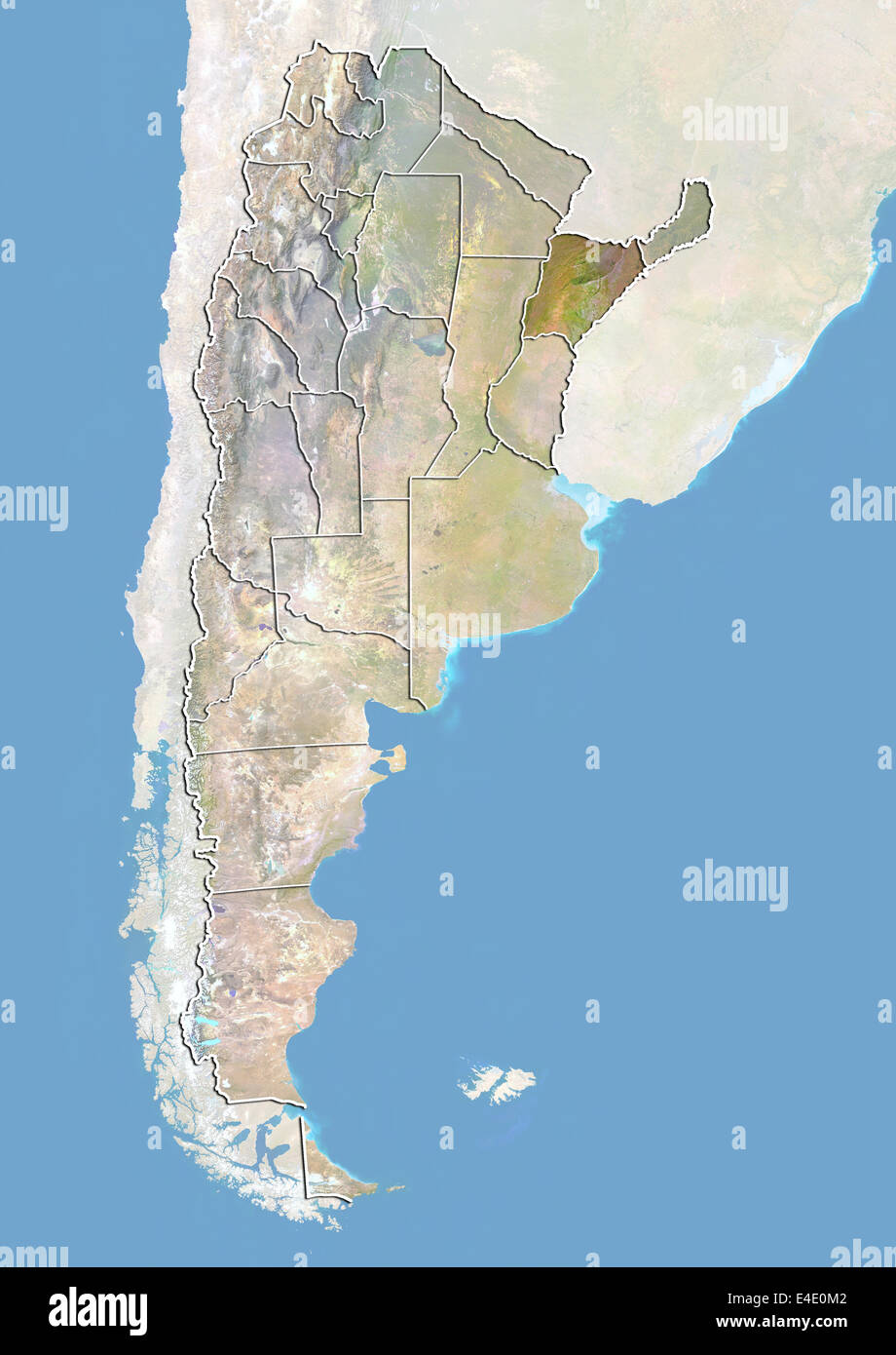 L'Argentine et de la province de Corrientes, image satellite avec effet de choc Banque D'Images