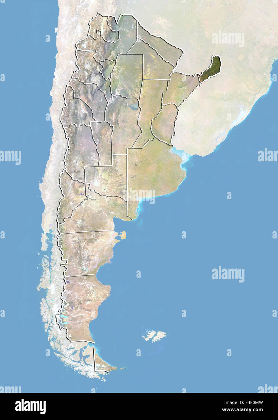 L'Argentine et la province de Misiones, image satellite avec effet de choc Banque D'Images