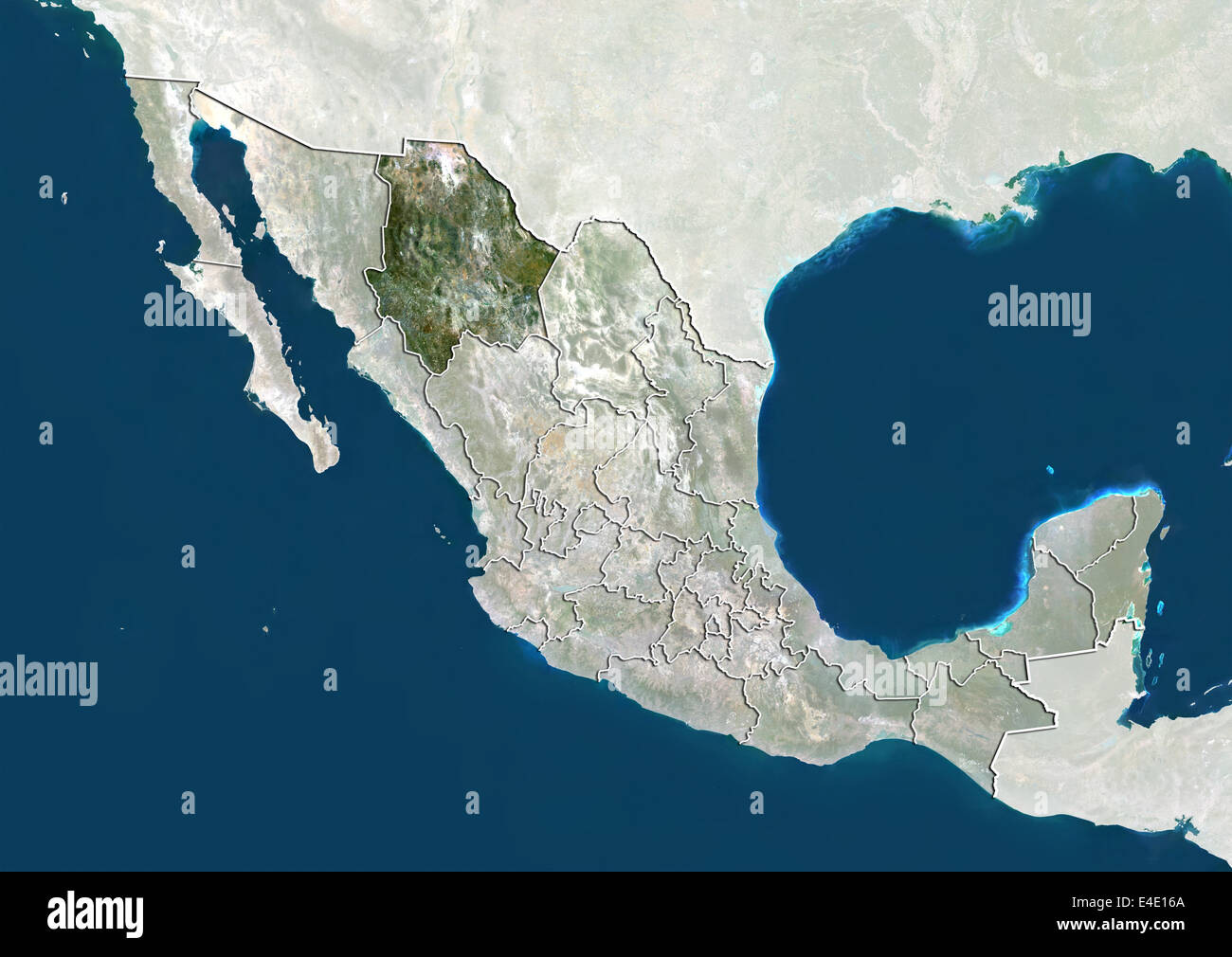 Le Mexique et l'État de Chihuahua, True Color Image satellite Banque D'Images