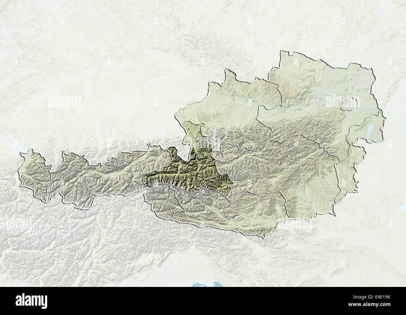 L'Autriche et l'état de Salzbourg, carte en relief Banque D'Images