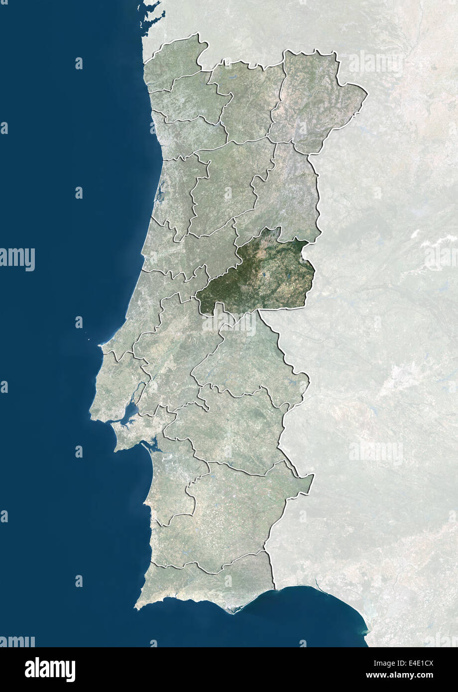 Le Portugal et le district de Castelo Branco, True Color Image satellite Banque D'Images