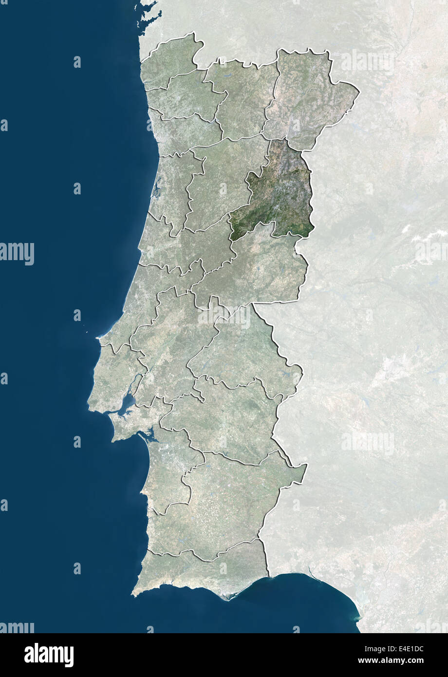 Le Portugal et le District de Guarda, True Color Image satellite Banque D'Images