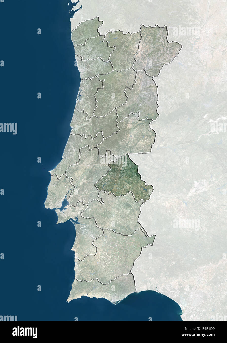 Le Portugal et le district de Portalegre, True Color Image satellite Banque D'Images