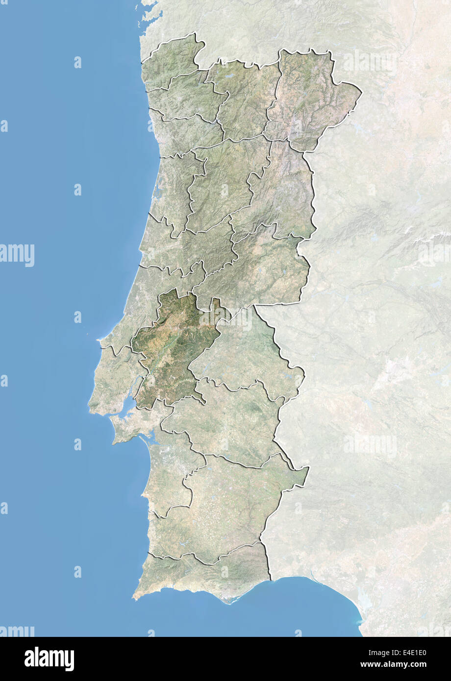 Le Portugal et le District de Santarem, image satellite avec effet de choc Banque D'Images