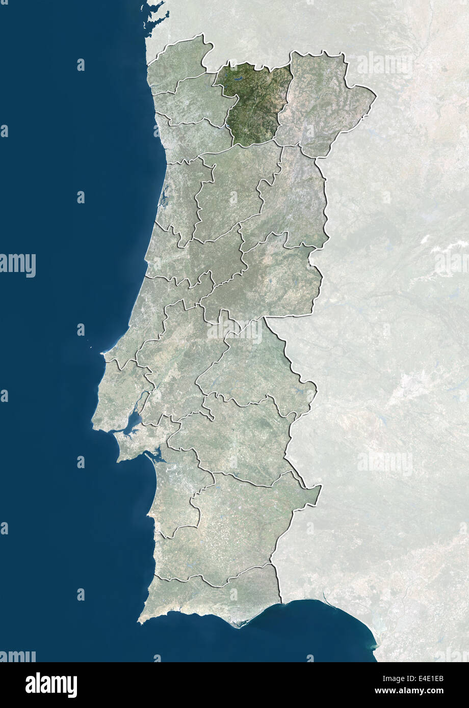 Le Portugal et le district de Vila Real, True Color Image satellite Banque D'Images
