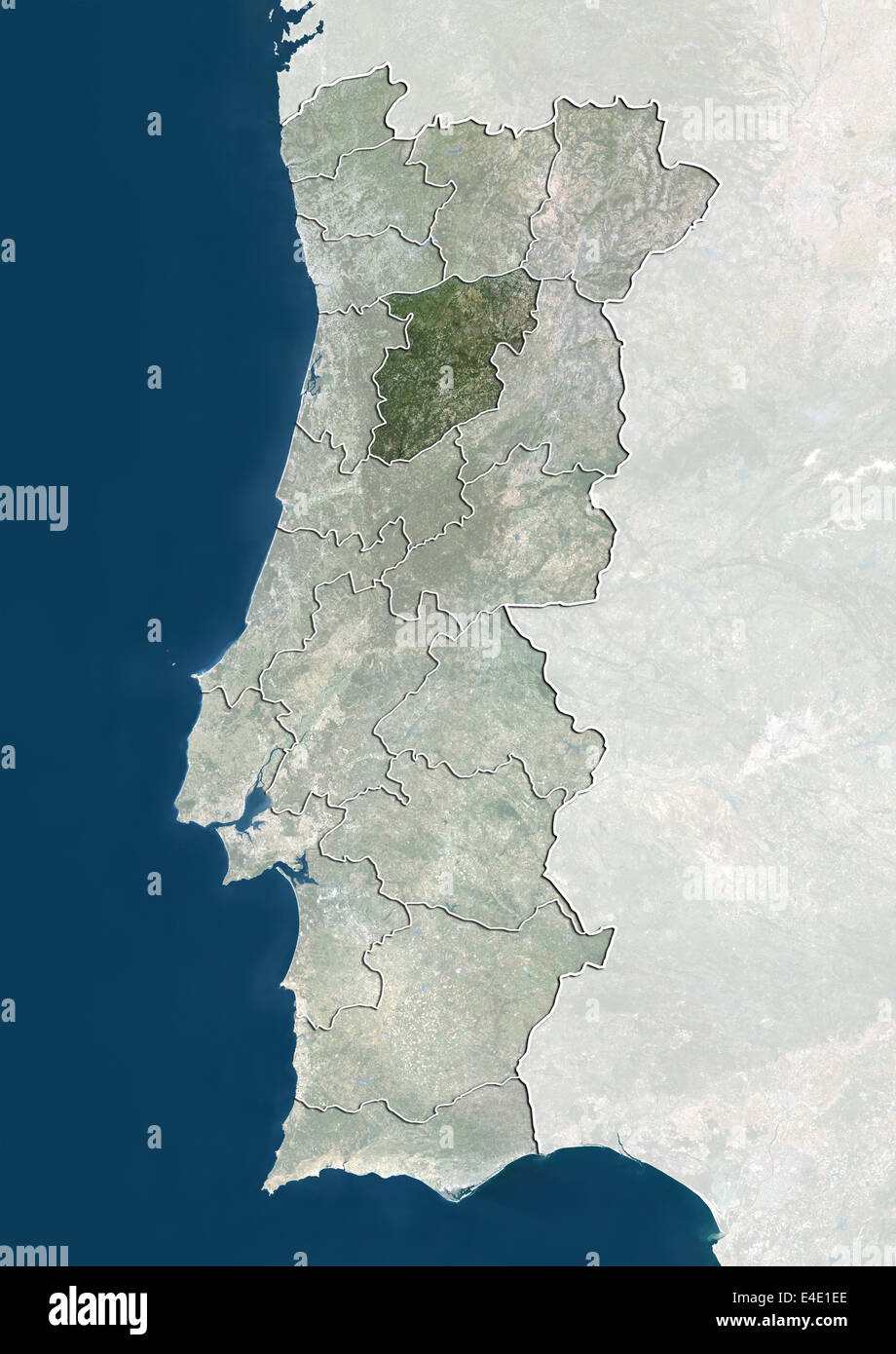 Le Portugal et le District de Viseu, True Color Image satellite Banque D'Images