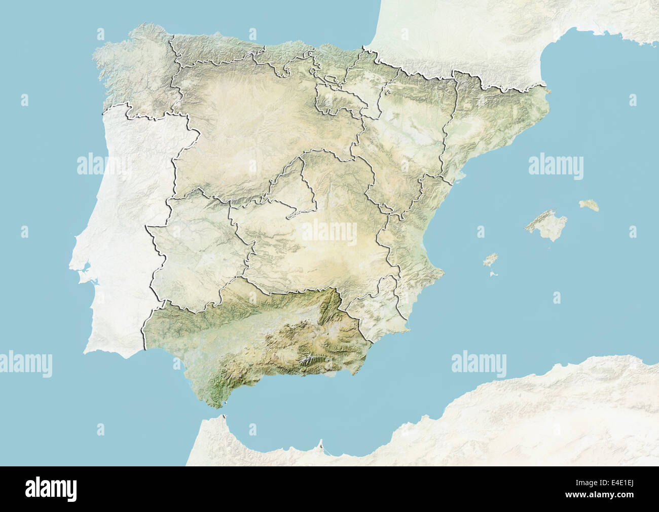 L Espagne Et La Region De L Andalousie Carte En Relief Photo Stock Alamy