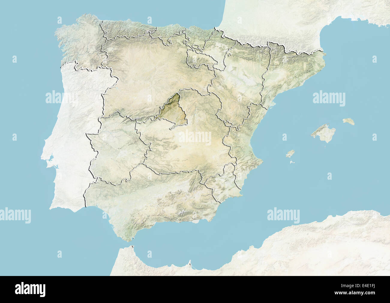 L Espagne Et La Region De Madrid Carte En Relief Photo Stock Alamy