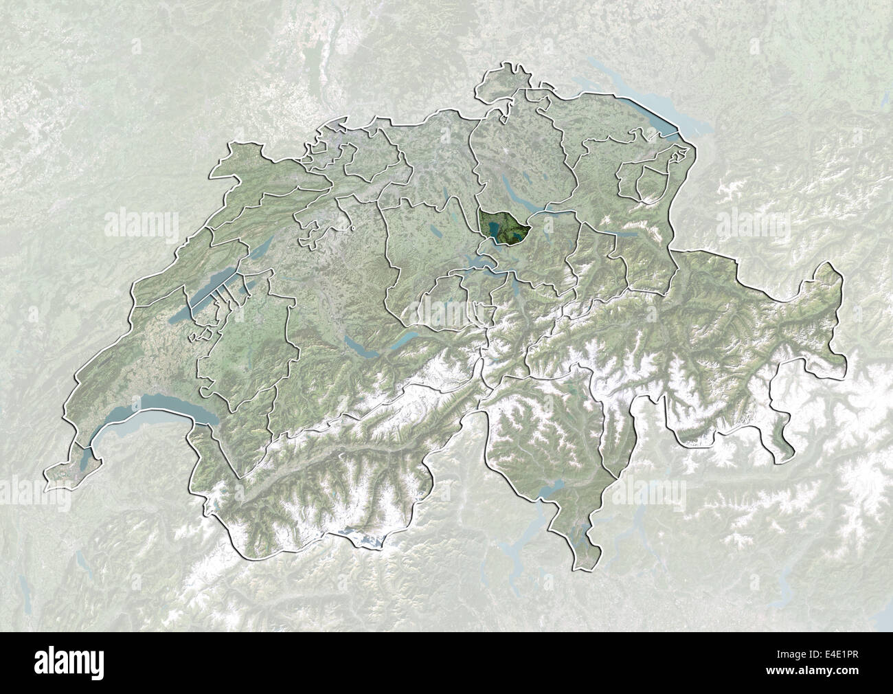 La Suisse et le canton de Zoug, True Color Image satellite Banque D'Images