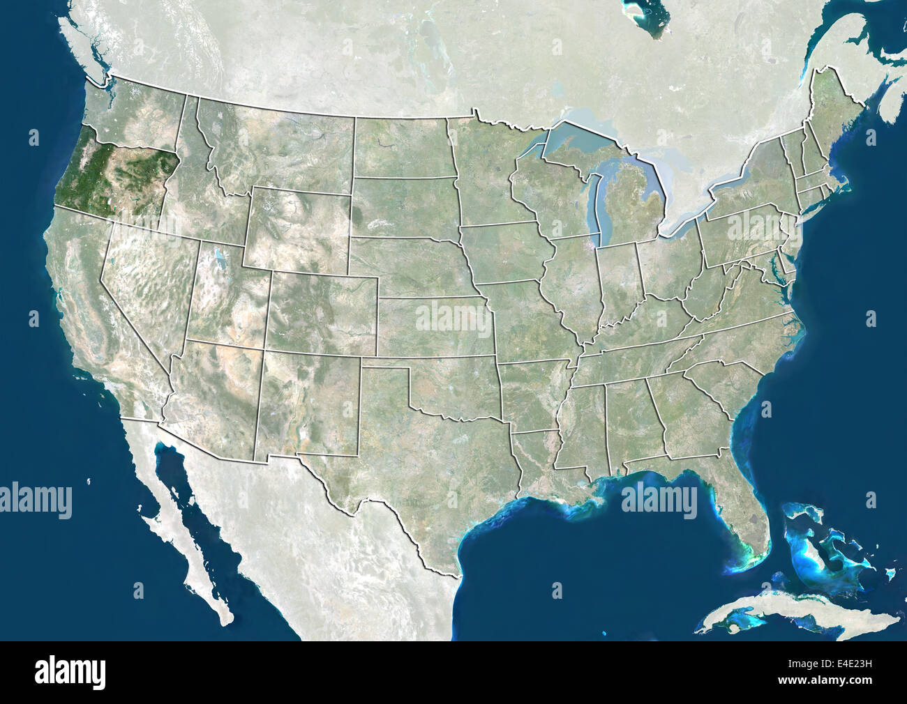 États-unis et l'état de l'Oregon, True Color Image satellite Banque D'Images