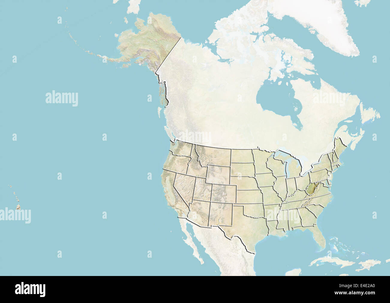 États-unis et l'État de Virginie occidentale, carte en relief Banque D'Images