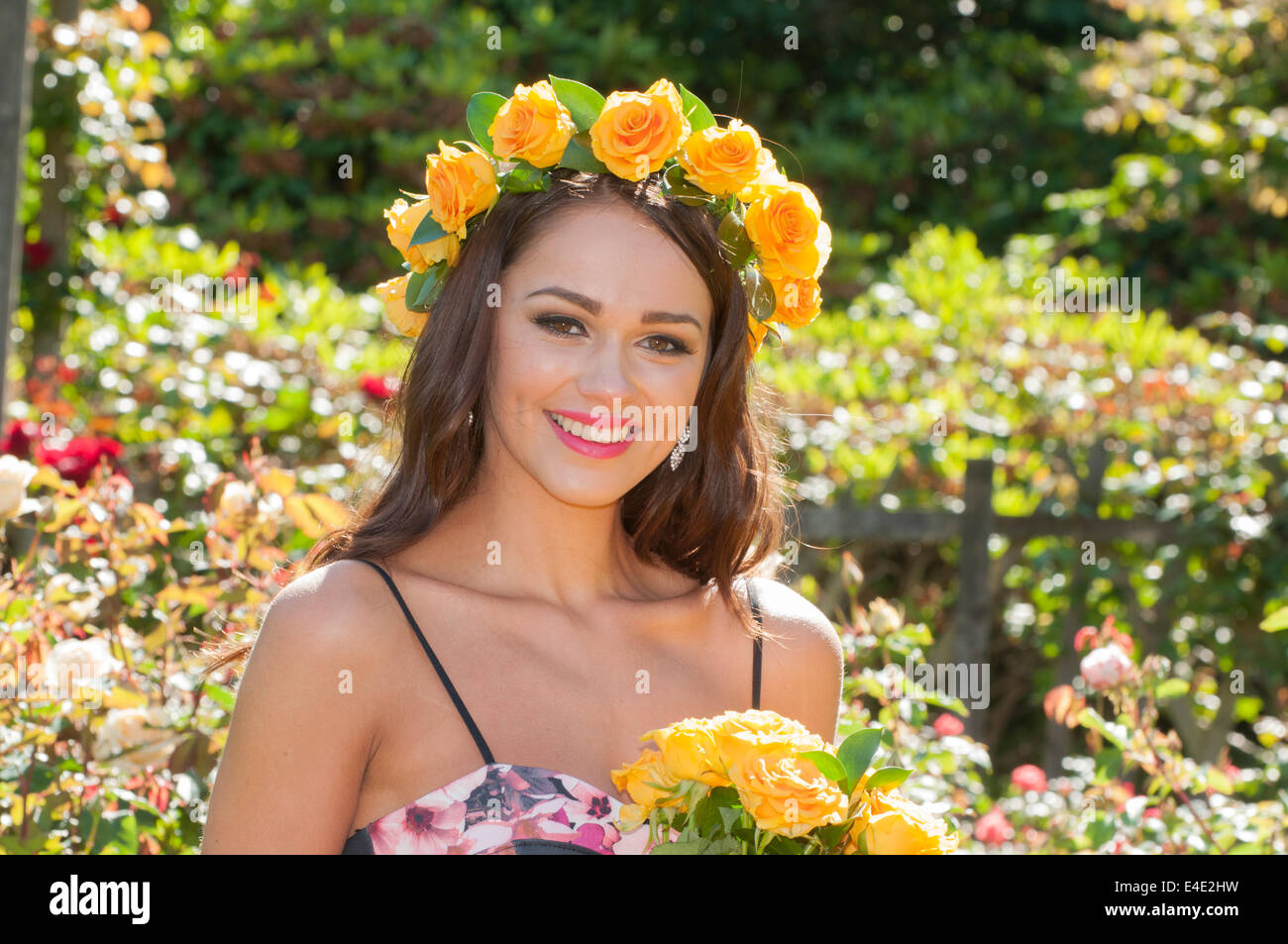 Belfast, Irlande du Nord. 9 Sep 2014 - Rebecca, Shirley, Miss Irlande du Nord 2014, lance la Semaine Rose. Cette année est le 50e anniversaire de l'événement, qui a eu lieu à Dixon Park à Belfast. Crédit : Stephen Barnes/Alamy Live News Banque D'Images