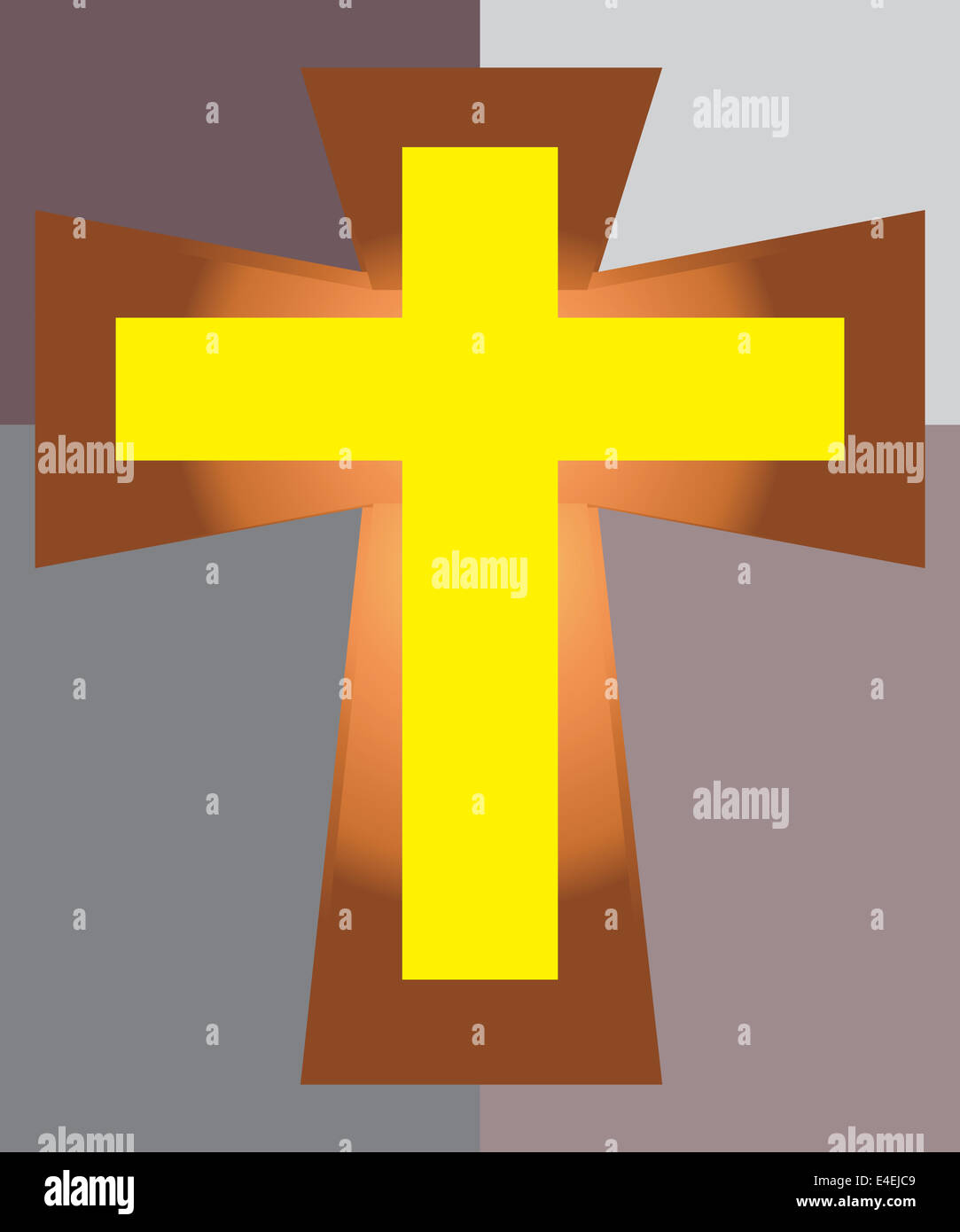 Vecteur de Jésus sur la croix jaune fond deux tons. Banque D'Images