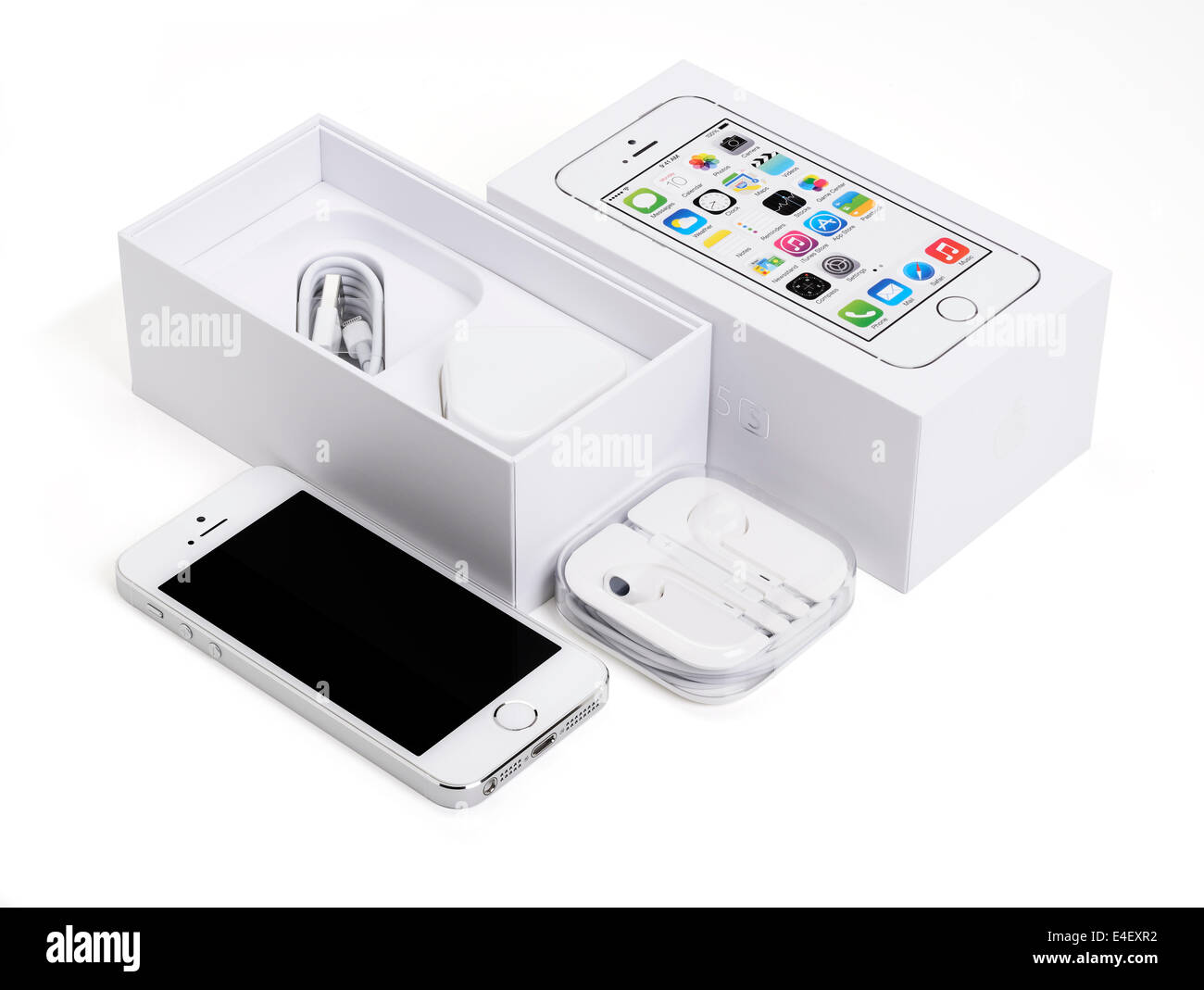Un Apple iPhone 5s avec l'emballage d'origine Banque D'Images