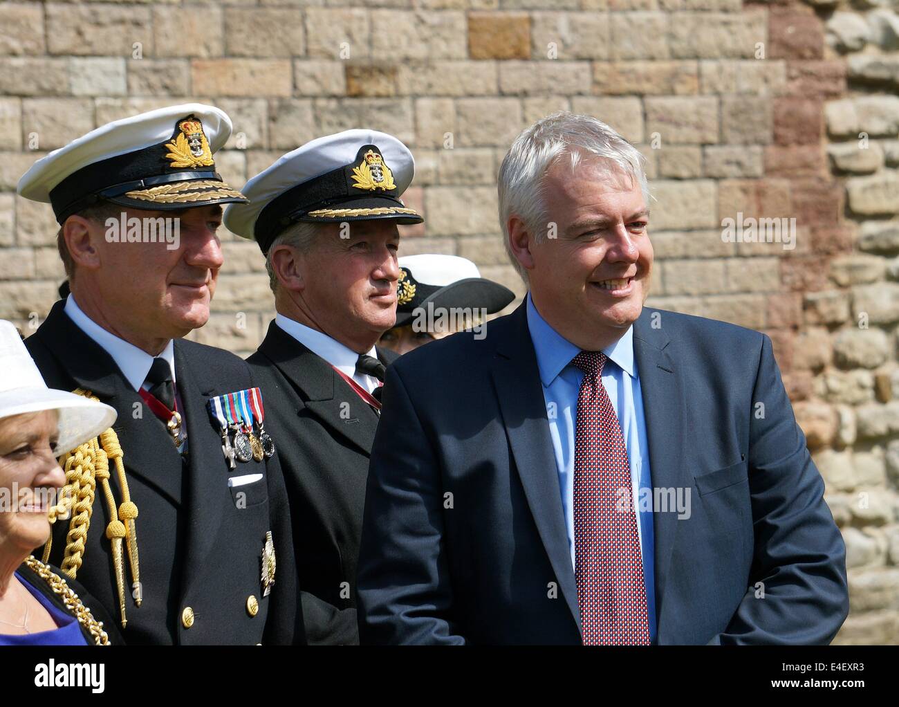 Premier Ministre du travail Carwyn Jones suis dans la ville de Cardiff au Pays de Galles du Sud GO UK 2014 Banque D'Images