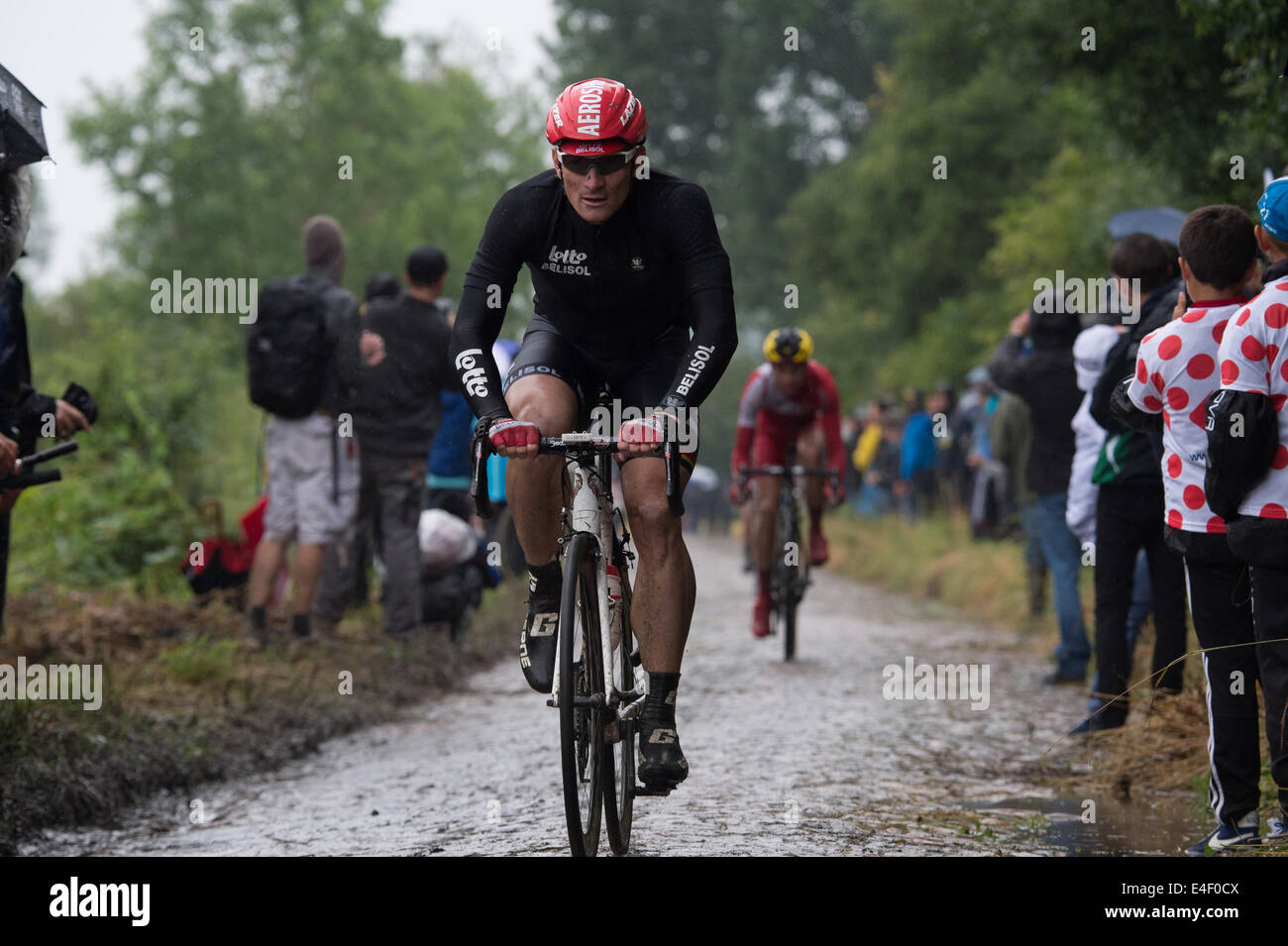 Arenberg Porte du Hainaut, France. 09 juillet, 2014. Andre Greipel sur le dernier secteur pavé lors de l'étape 5 du Tour de France à Ypres Arenberg Porte du Hainaut. Credit : Action Plus Sport/Alamy Live News Banque D'Images