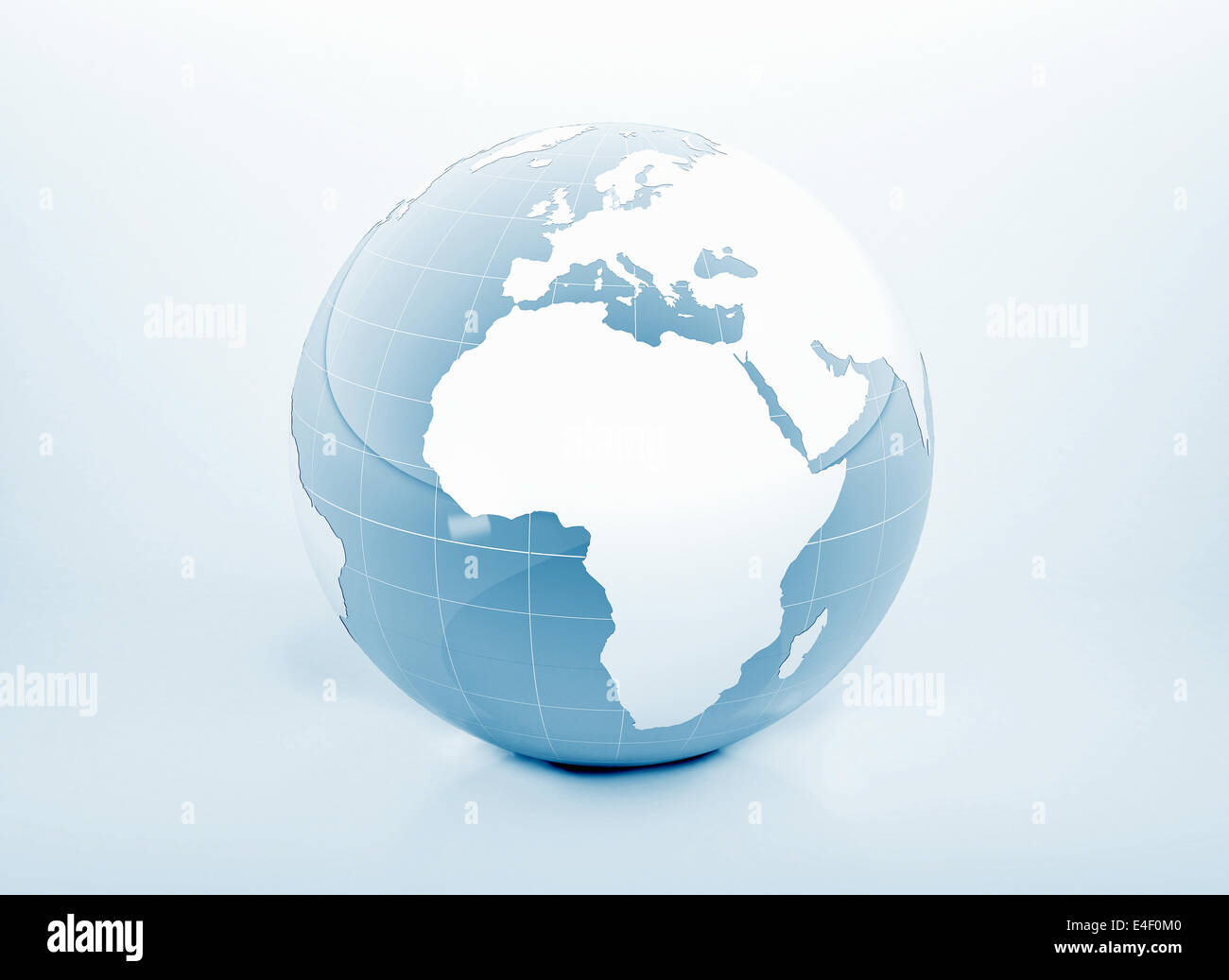 World globe bleu brillant de surface en verre Banque D'Images