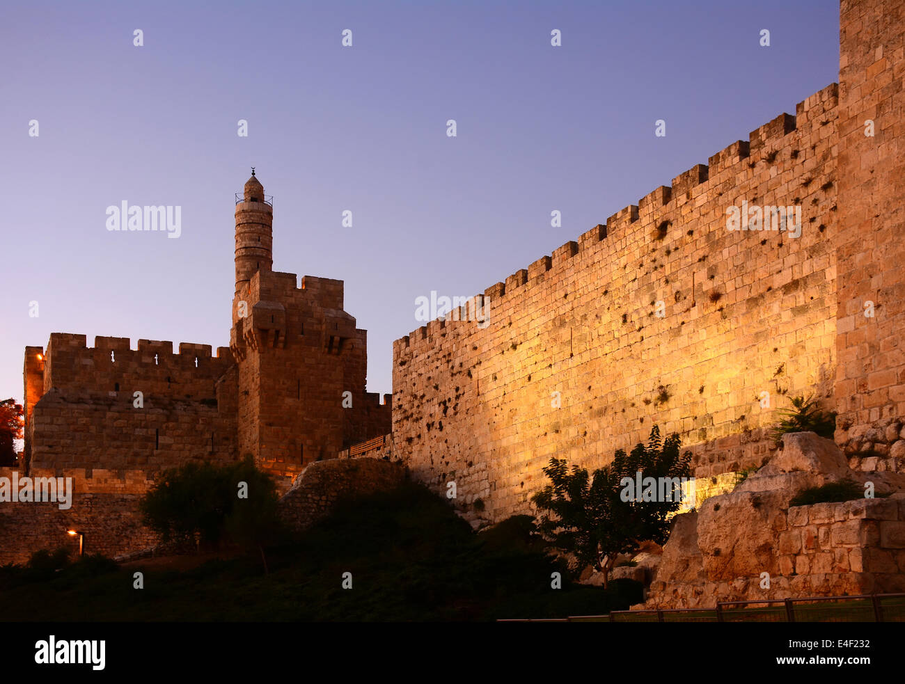 David Citadel dans la soirée, Jérusalem, Israël Banque D'Images