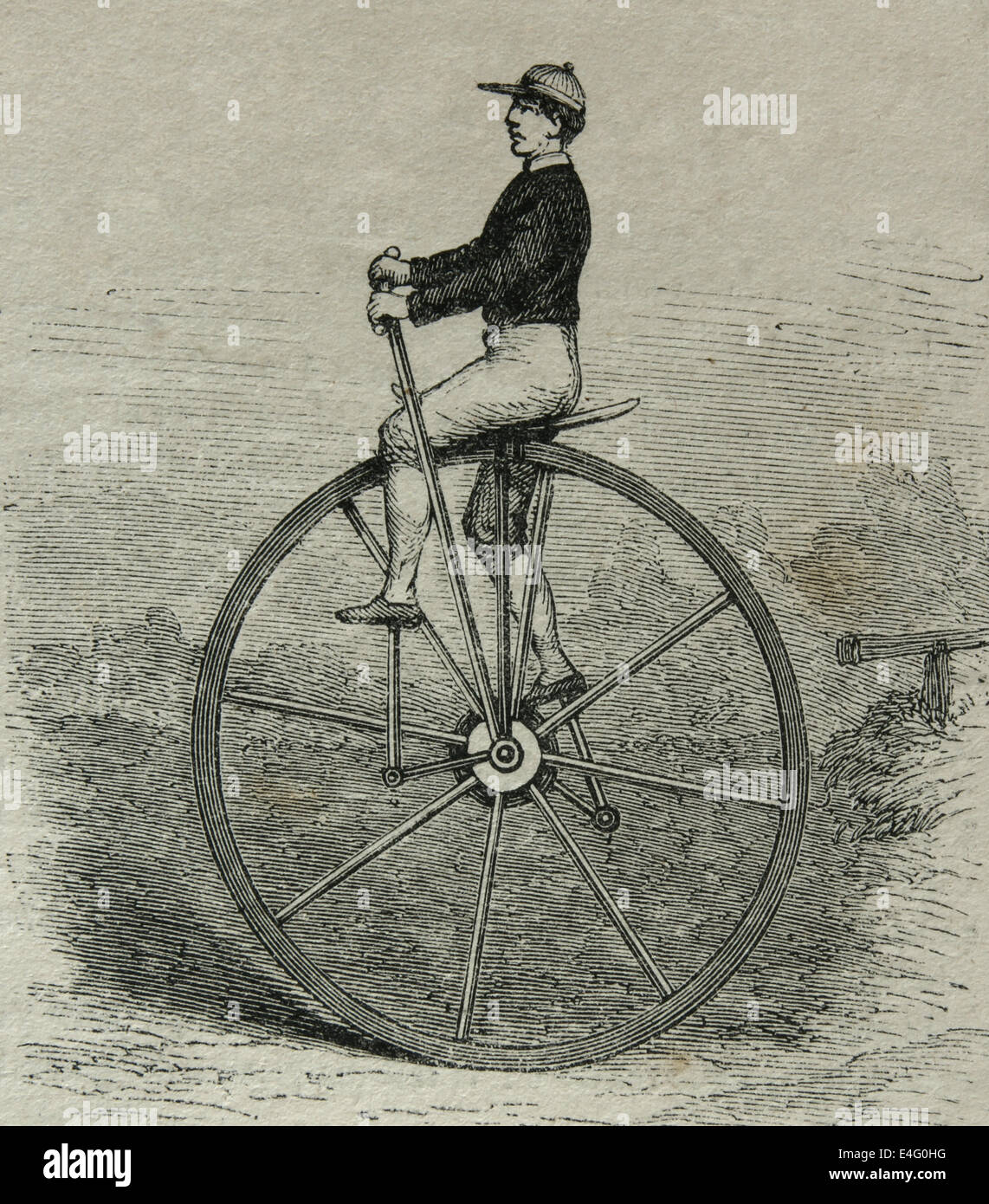 Monocycle. 19e siècle. La gravure. Banque D'Images