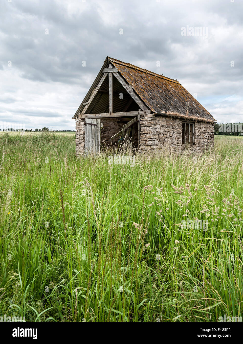 Un bâtiment de ferme à l'abandon dans un champ à Scawton, près de Sutton Bank Banque D'Images