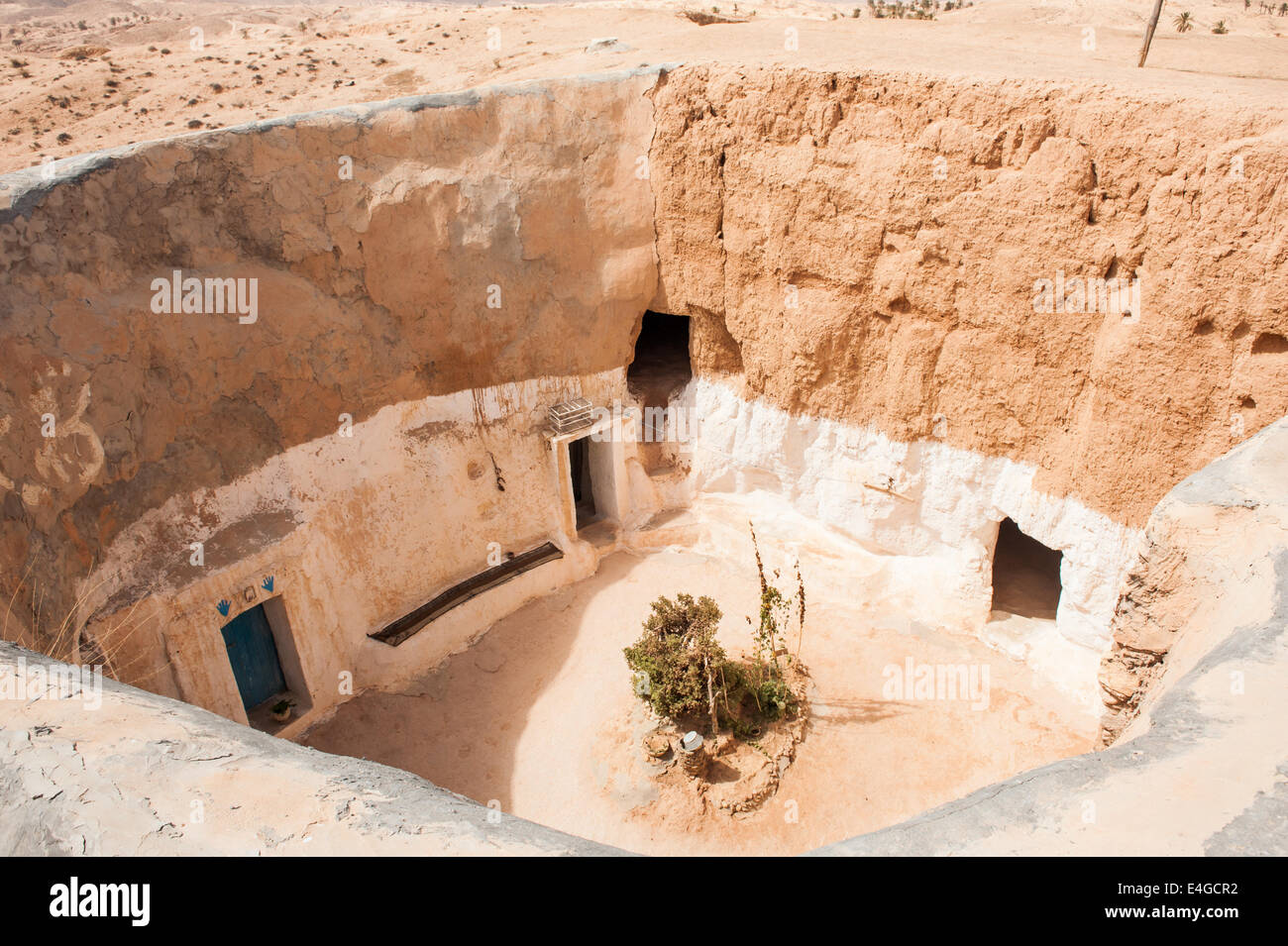 Matmata, Tunisie. Maison Troglodyte creusé dans le désert Photo Stock