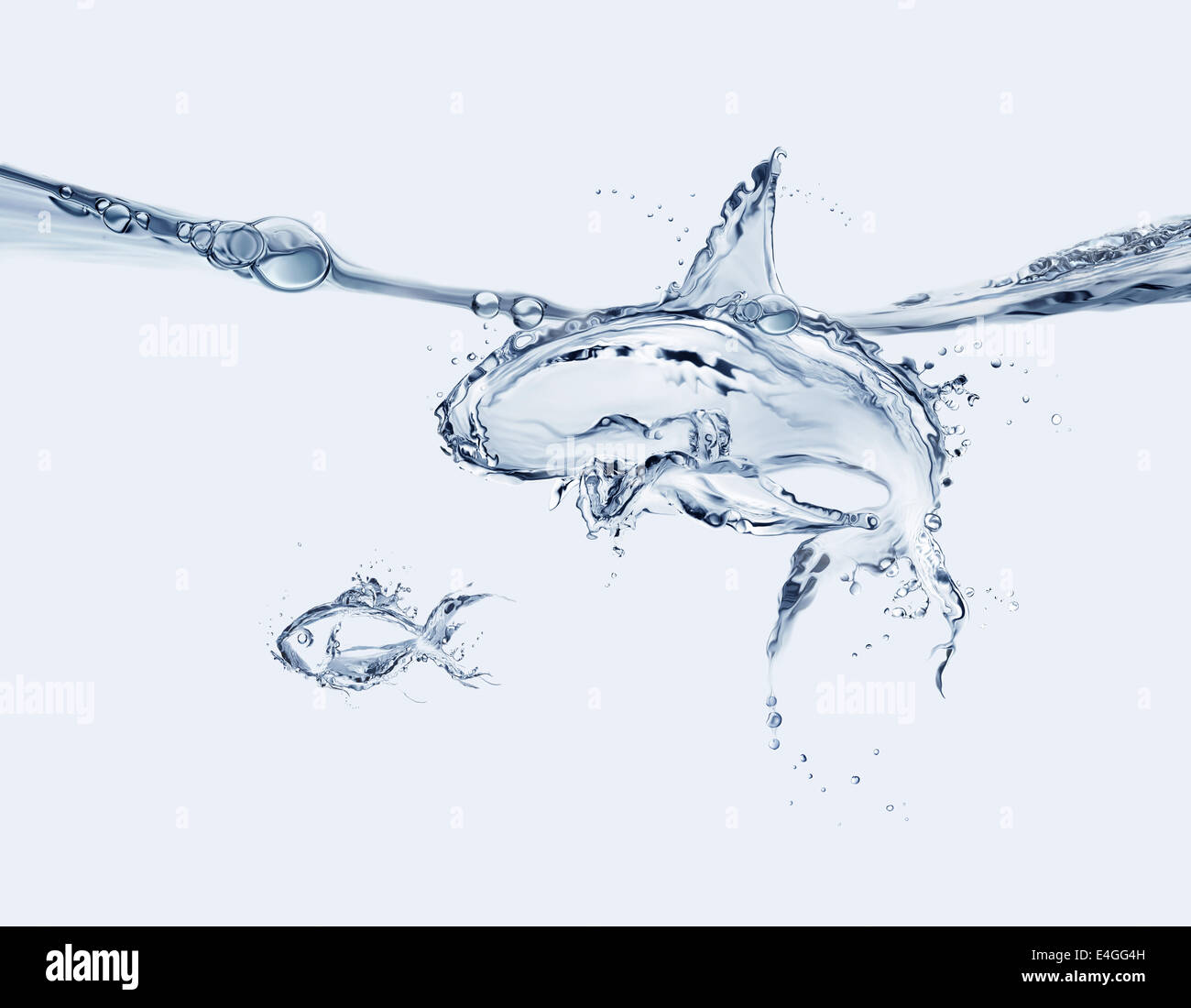 Un requin fait d'eau a mangé un poisson et quitté le graphique. Banque D'Images