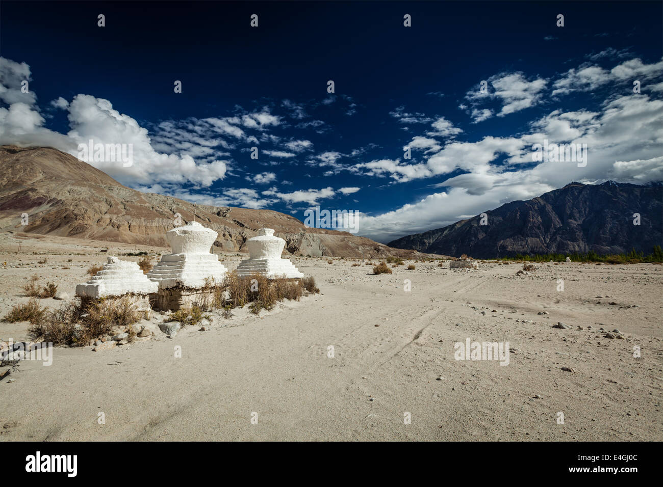 Chortens (bouddhisme tibétain stupa) dans l'Himalaya. La vallée de Nubra, Ladakh, Inde Banque D'Images