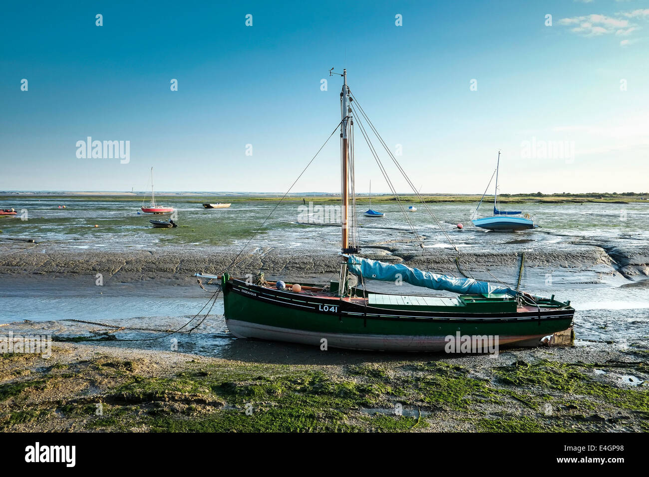 L'Endeavour, un bateau à coque qui a participé à l'évacuation de Dunkerque, maintenant amarré à Leigh on Sea dans l'Essex. Banque D'Images