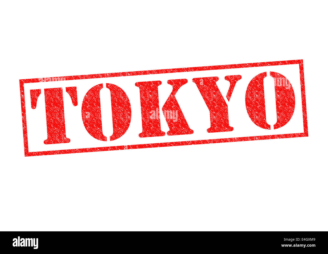 Timbres en caoutchouc de Tokyo sur un fond blanc. Banque D'Images