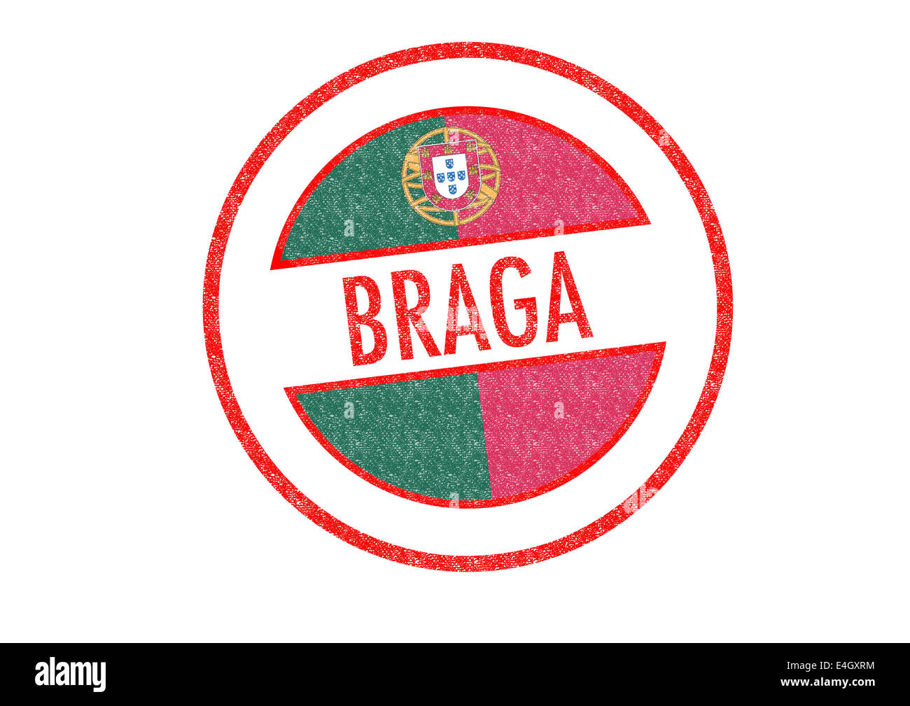 De style passeport BRAGA tampon de caoutchouc sur un fond blanc. Banque D'Images