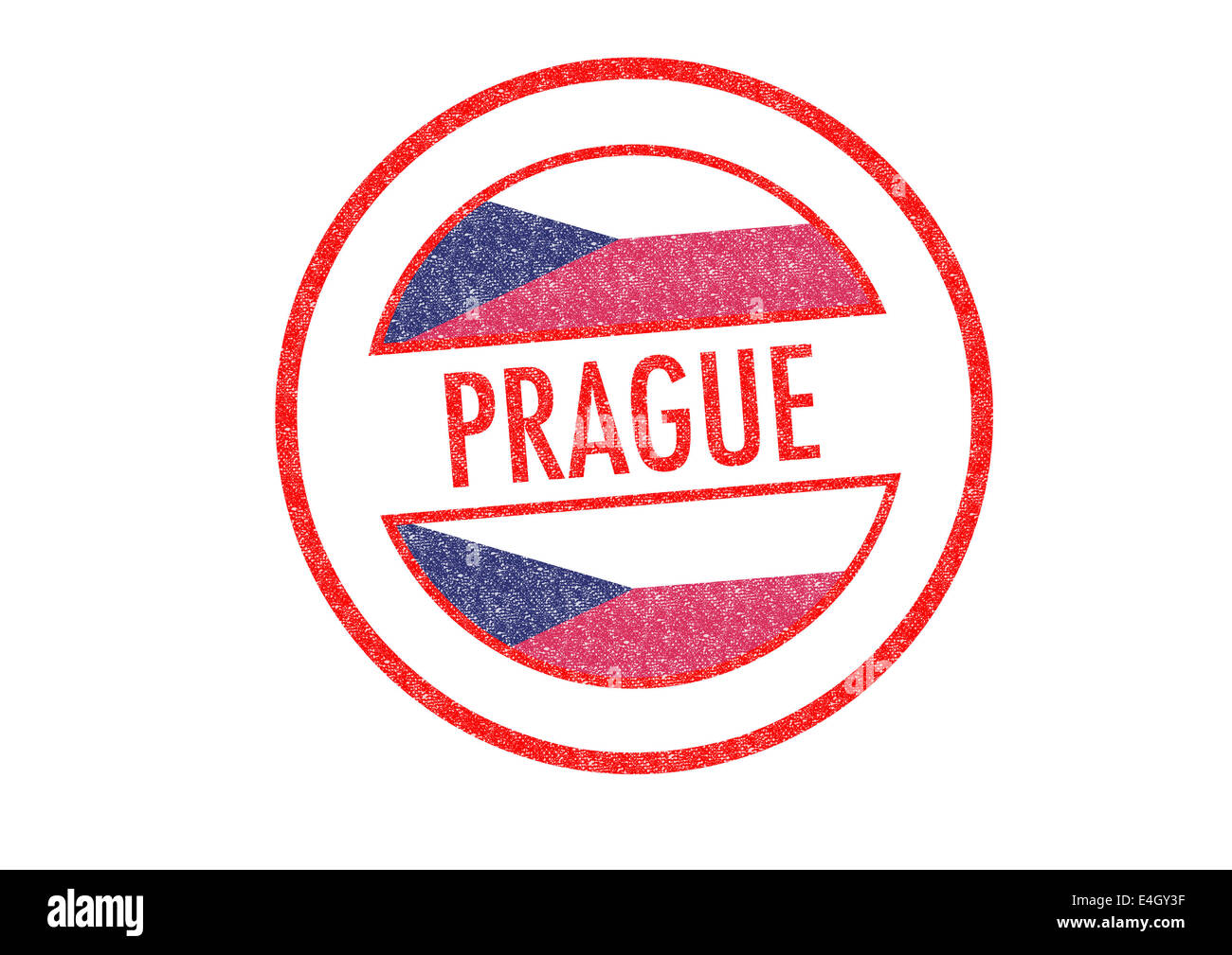 De style passeport PRAGUE tampon de caoutchouc sur un fond blanc. Banque D'Images