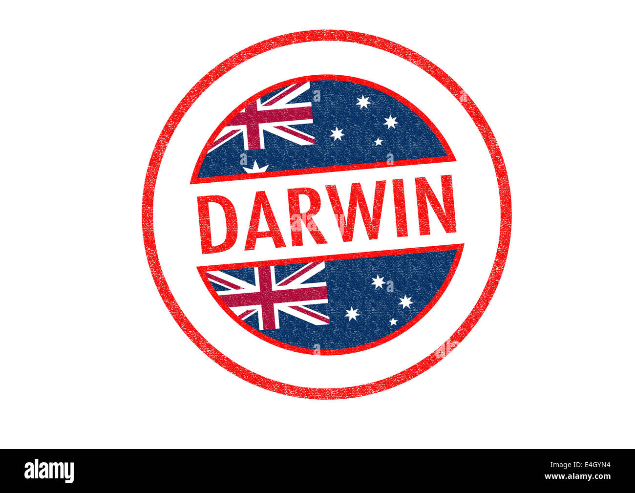 De style passeport DARWIN tampon de caoutchouc sur un fond blanc. Banque D'Images