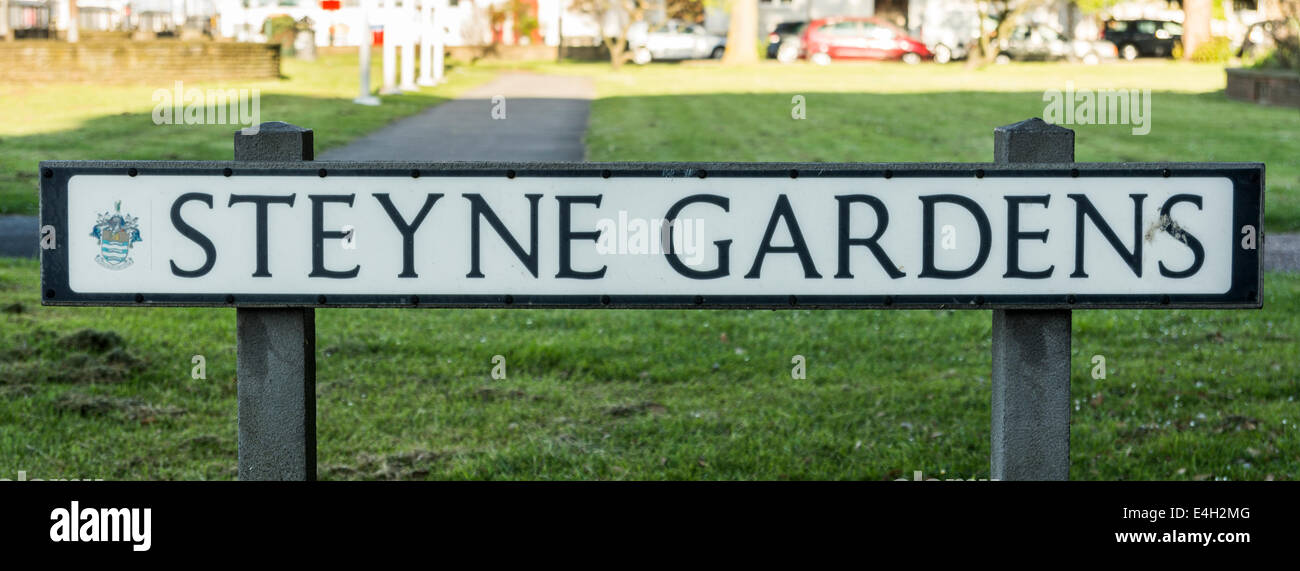 Steyne Gardens - rue / le nom de la route. Banque D'Images