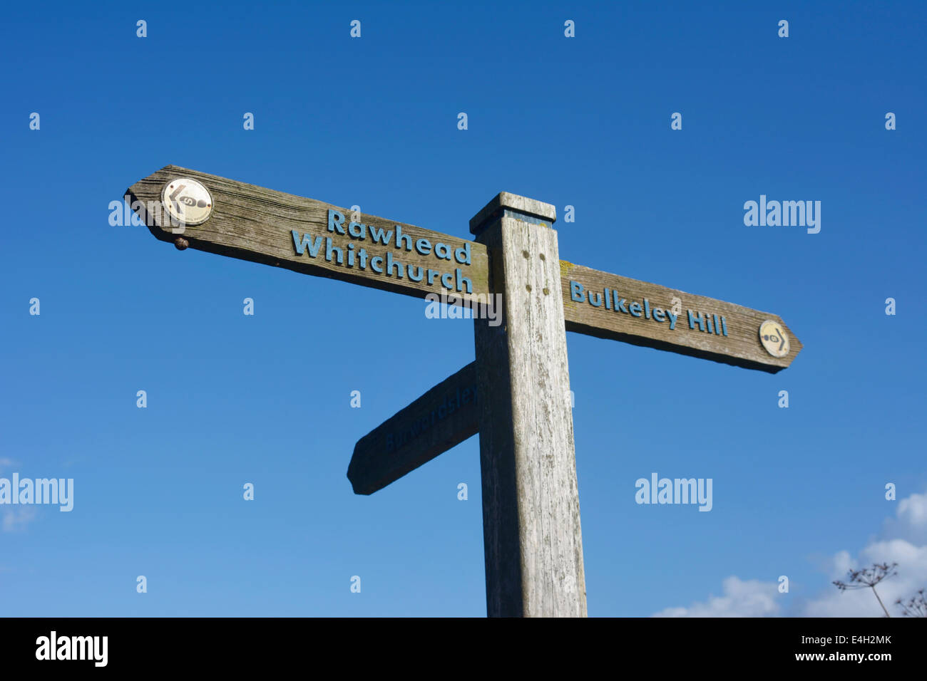 Enseigne sur le sentier de grès qui est un chemin de longue distance dans le Shropshire & Cheshire Banque D'Images