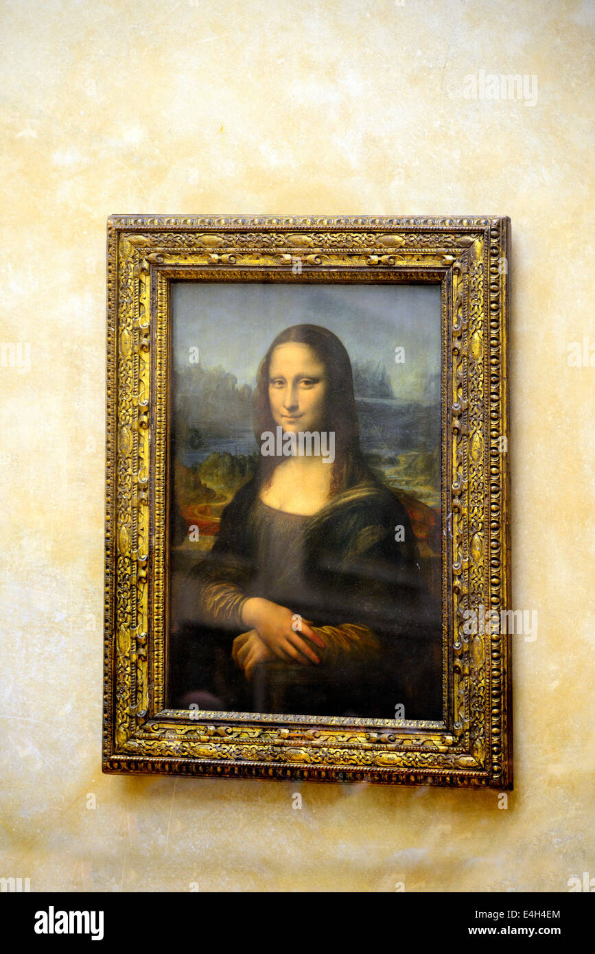 La peinture de La Joconde du Louvre Paris France Europe FR Ville Lumière Da Vinci Banque D'Images